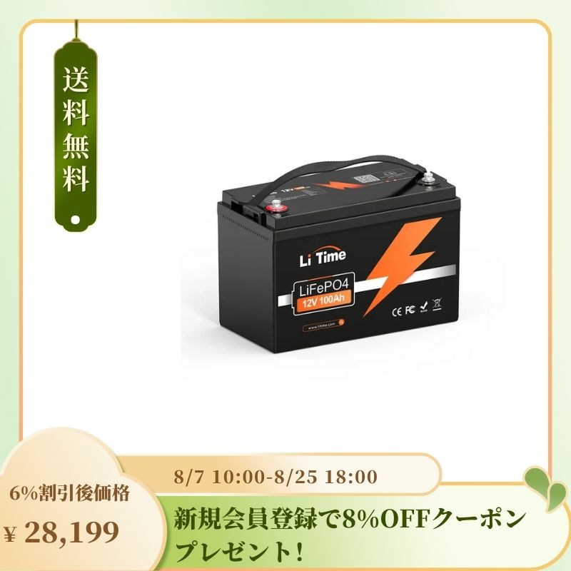 LiTime 12V 100Ah サブバッテリー用リン酸鉄リチウムイオン