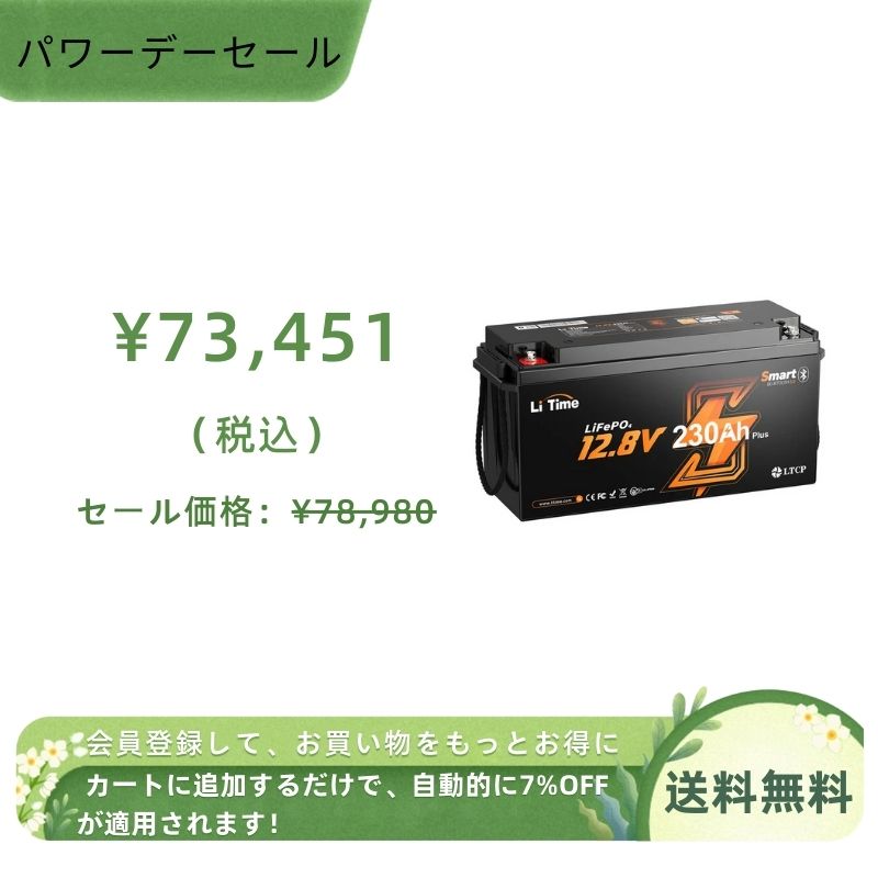 LiTime 12V 230Ah Plus リン酸鉄リチウムイオンバッテリー 12V 230Ah Bluetooth内蔵 リン酸鉄リチウムイオンバッテリー