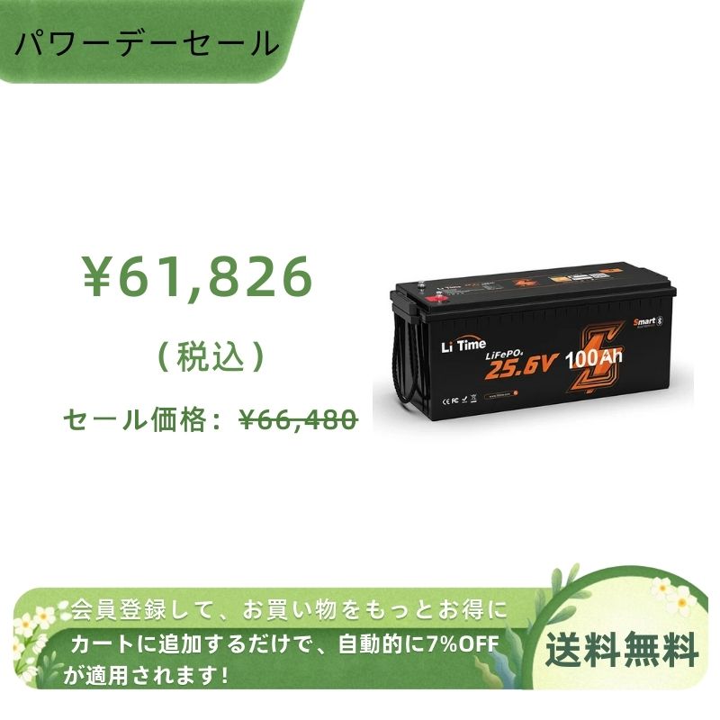24V 100Ah Bluetooth内蔵 リン酸鉄リチウムイオンバッテリー
