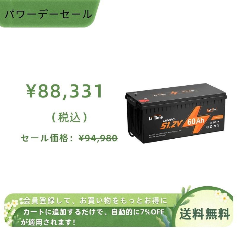 48V60Ah ゴルフカート用リン酸鉄リチウムイオンバッテリー