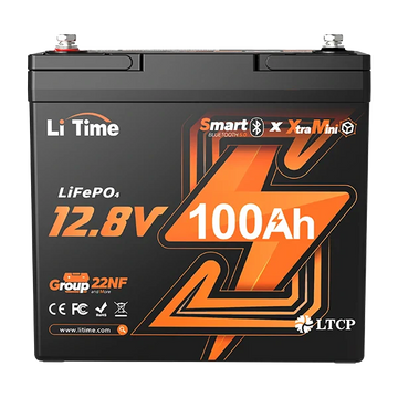 スマート管理可・さらに軽量12Vバッテリー100Ah、LiTime Xtra-Mini Bluetooth付きバッテリー