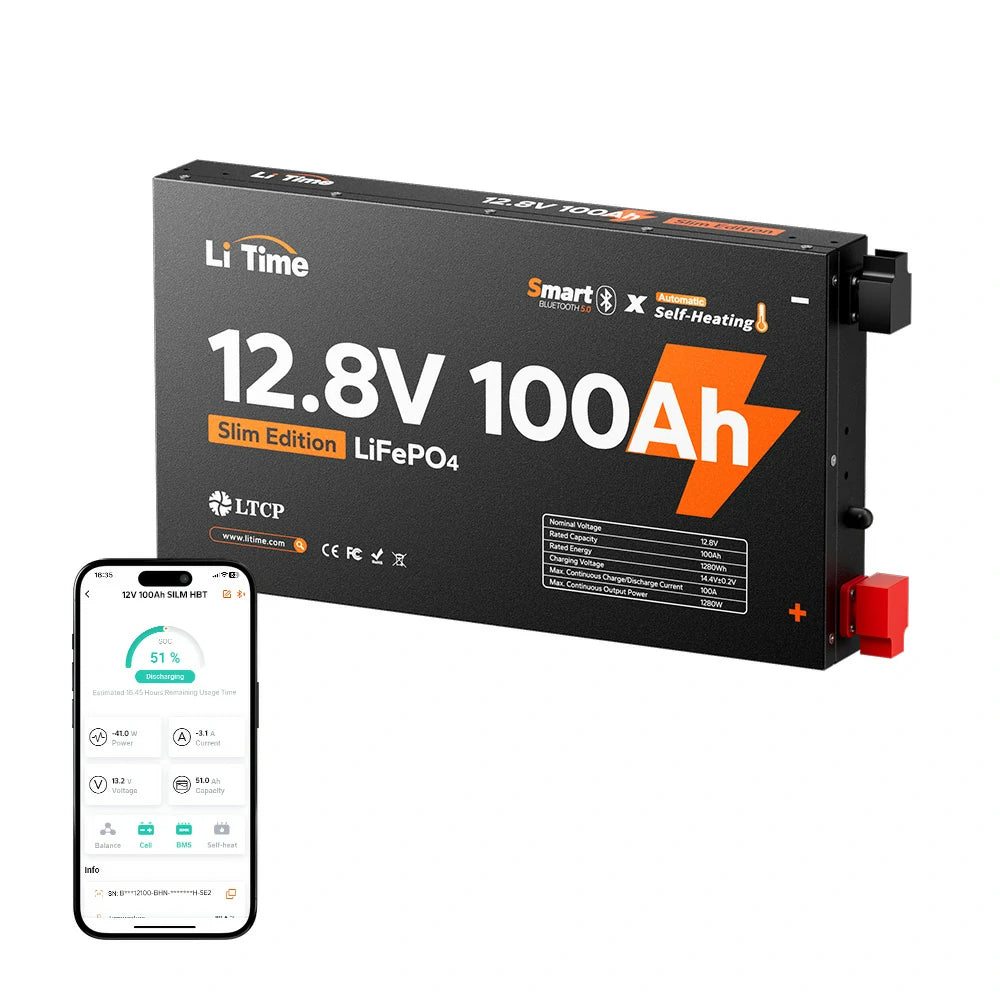 LiTime 12V 100Ah 超薄型ヒーター付きバッテリー