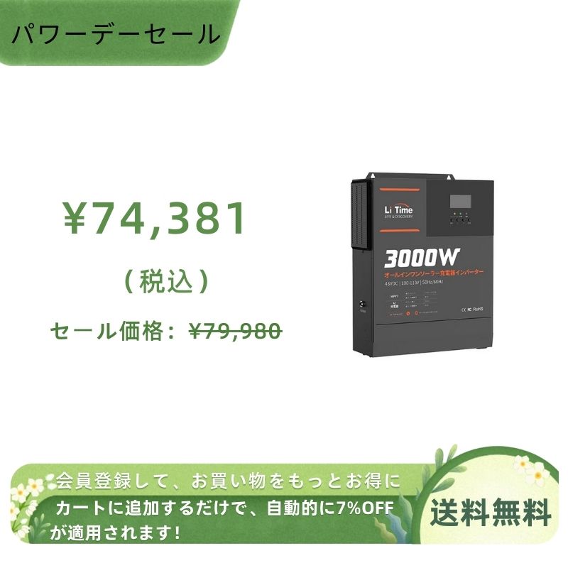 LiTime 48V3000W ハイブリッド インバーター