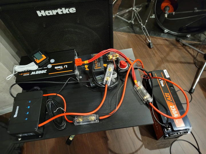 インバーターを介して家電を動かすDIY電源システム返図