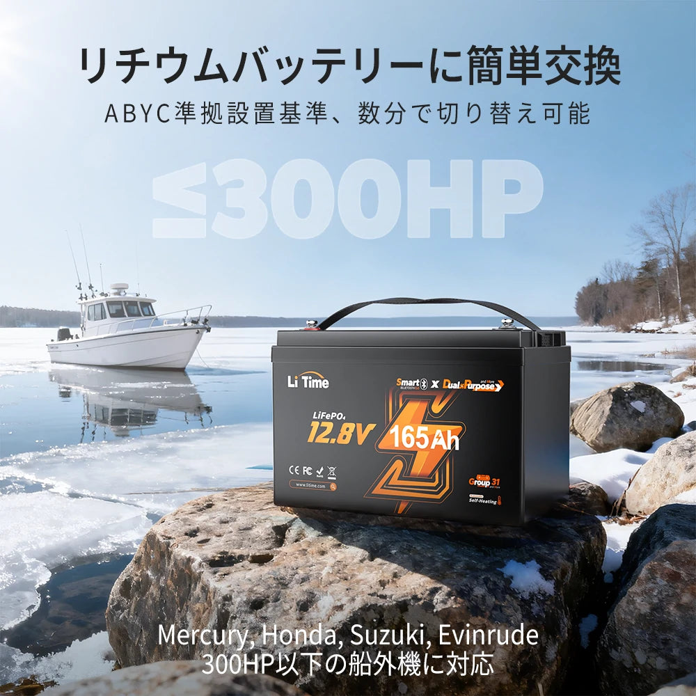 大容量12v バッテリー がHondaやSuzuki船外機に対応可能