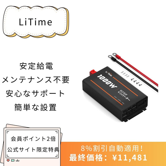 LiTime 12V1000Wインバーター 1200