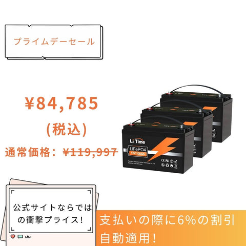 LiTime 12V 100Ah リン酸鉄リチウムイオンバッテリー