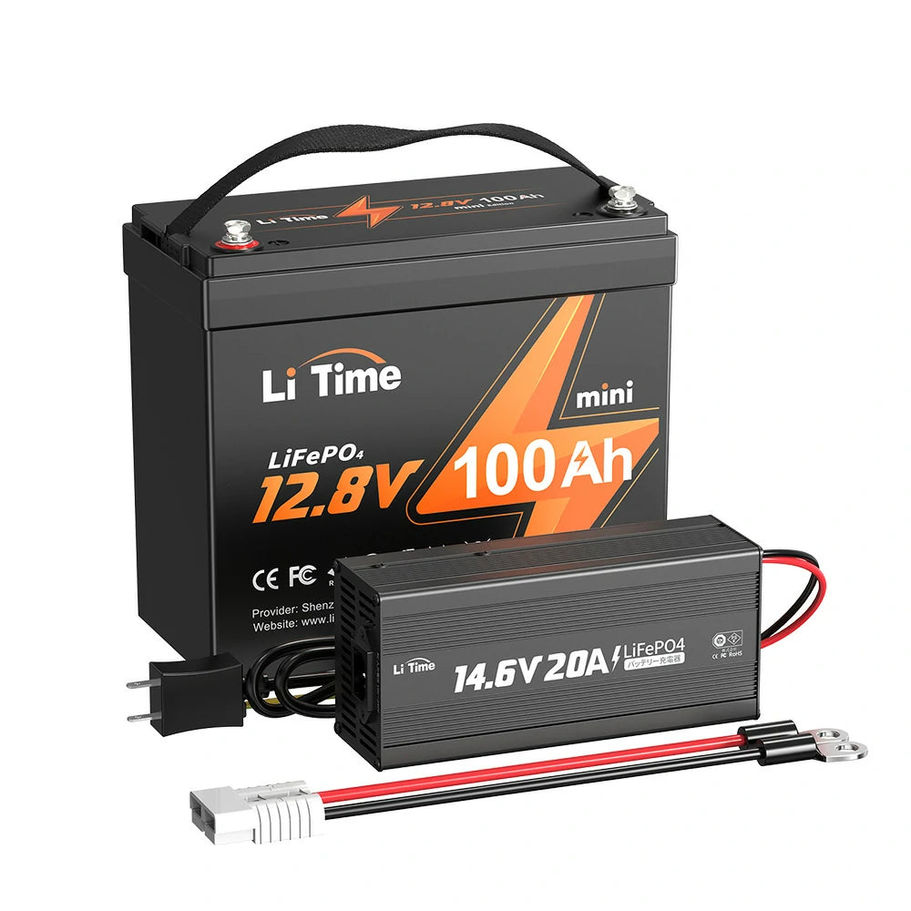 大容量バッテリーおすすめ、12Vバッテリー100Ah+LiFePO4対応充電器