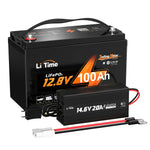 大容量バッテリーおすすめ、12Vバッテリー100Ah＋LiFePO4対応充電器20A、エレキモーター用