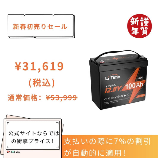 LiTime 12V 100Ahmini サブバッテリー用リン酸鉄リチウムイオンバッテリーーLiTime JP – LiTime-JP