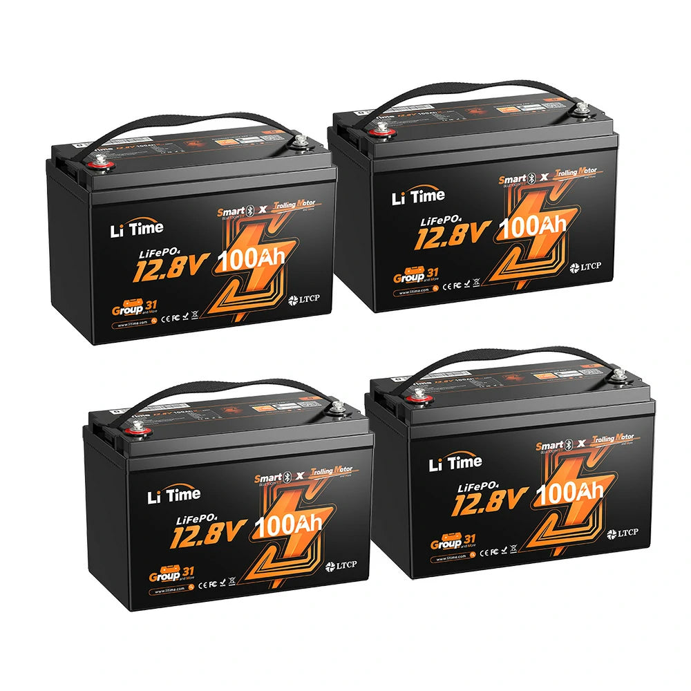 12Vバッテリー100Ah、スマート管理可＆エレキモーター用バッテリーの4個セット
