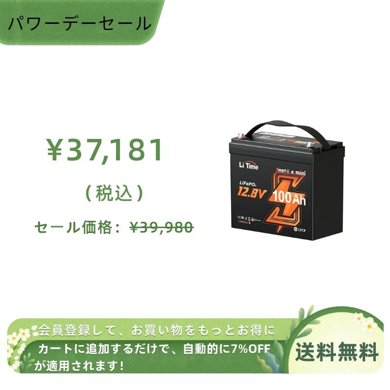 LiTime 12V 100AhMini  Bluetooth付きリン酸鉄リチウムイオンバッテリー
