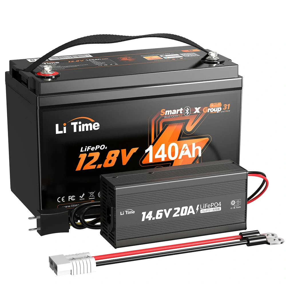 大容量バッテリーおすすめ、12Vバッテリー140Ah＋LiFePO4対応充電器20A