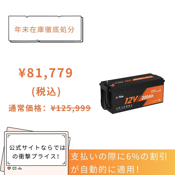 12V 200Ah 加熱機能付き リン酸鉄リチウムイオンバッテリー – LiTime-JP