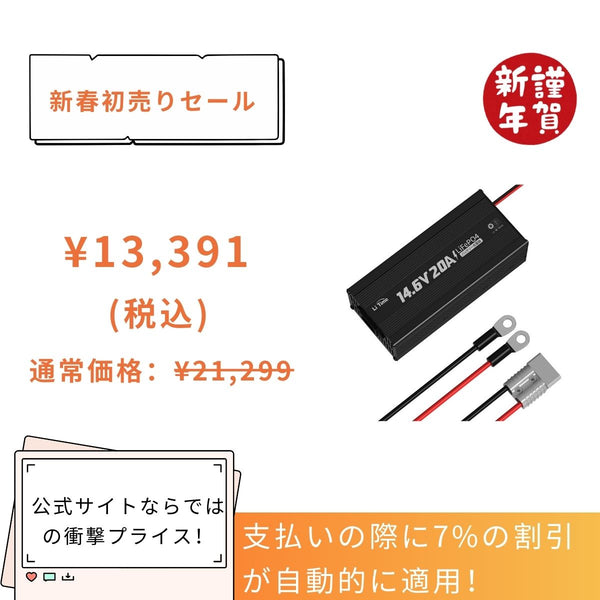 LiTime 14.6V 20A バッテリーチャージャー -LiTime-JP