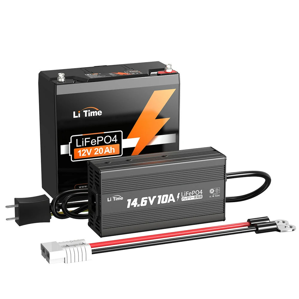 LiFePO4バッテリーおすすめ、12Vバッテリー20Ah＋LiFePO4対応充電器10A
