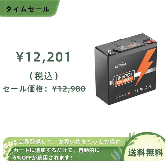 LiTime 12V 20Ah 魚探バッテリー
