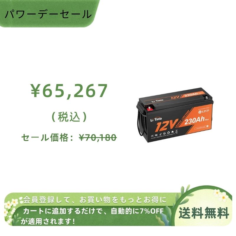 LiTime 12V 230Ahリン酸鉄リチウムイオンバッテリー
