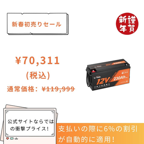 LiTime 12V 230Ah サブバッテリー用リン酸鉄リチウムイオンバッテリーーLiTime JP – LiTime-JP