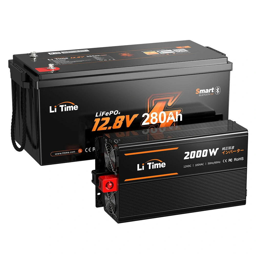 大容量バッテリーおすすめ、12Vバッテリー280Ah＋インバーター2000W、スマート管理可能