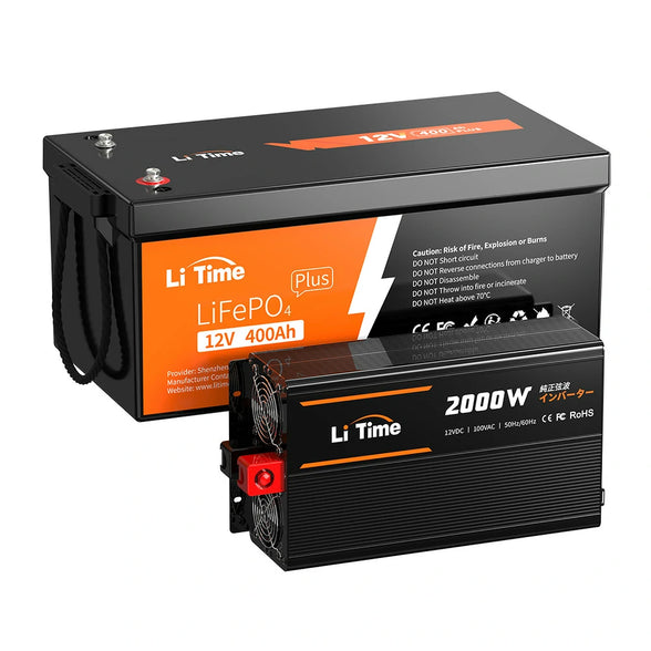 大容量バッテリーおすすめ、12Vバッテリー400Ah＋インバーター2000W