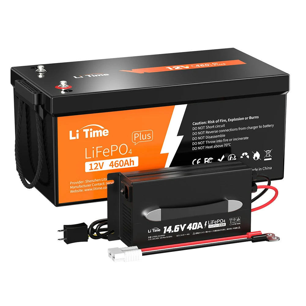大容量バッテリーおすすめ、12Vバッテリー460Ah＋LiFePO4対応充電器40A
