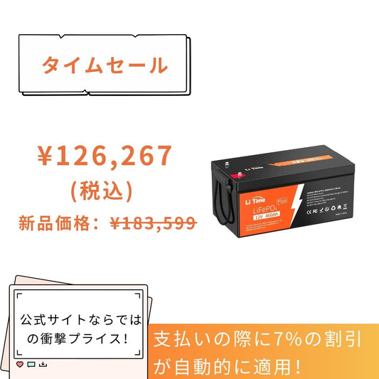 「中古品-ほぼ新品」LiTime 12V460Ah バッテリー大型 1200