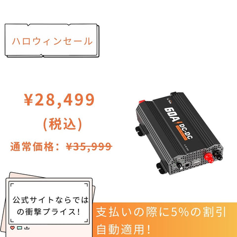 【28,499円限定、割引自動適用】LiTime 12V 60A走行充電器