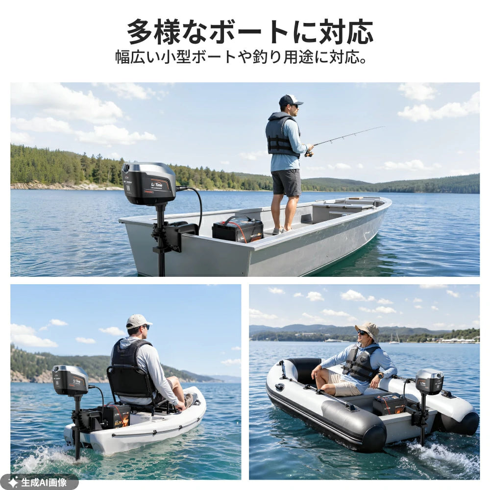 LiTime Argoseeker A2電動船外機 様々な種類の船舶に適しています
