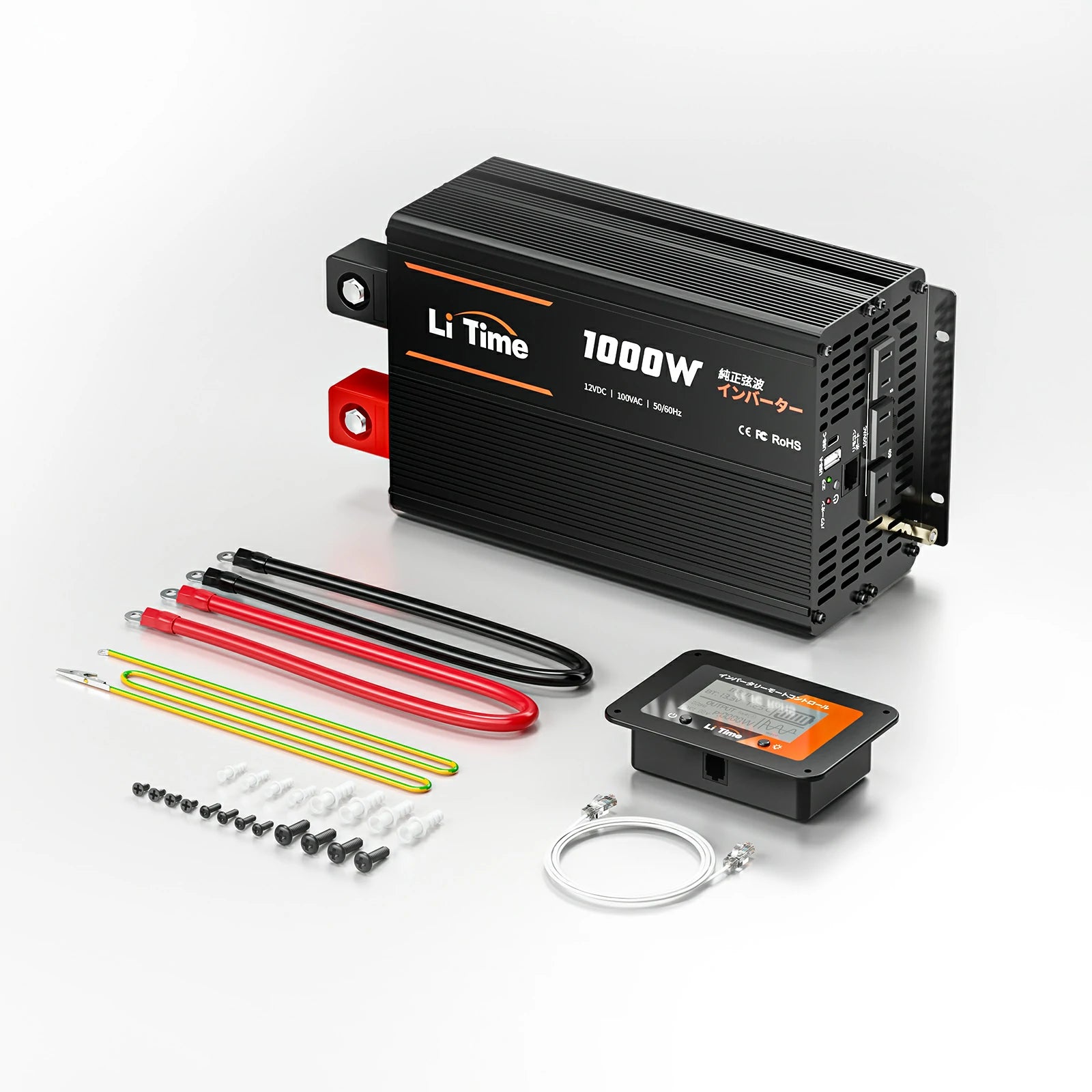 リモートコントロール付きのLiTime 1000W 純正弦波インバーター