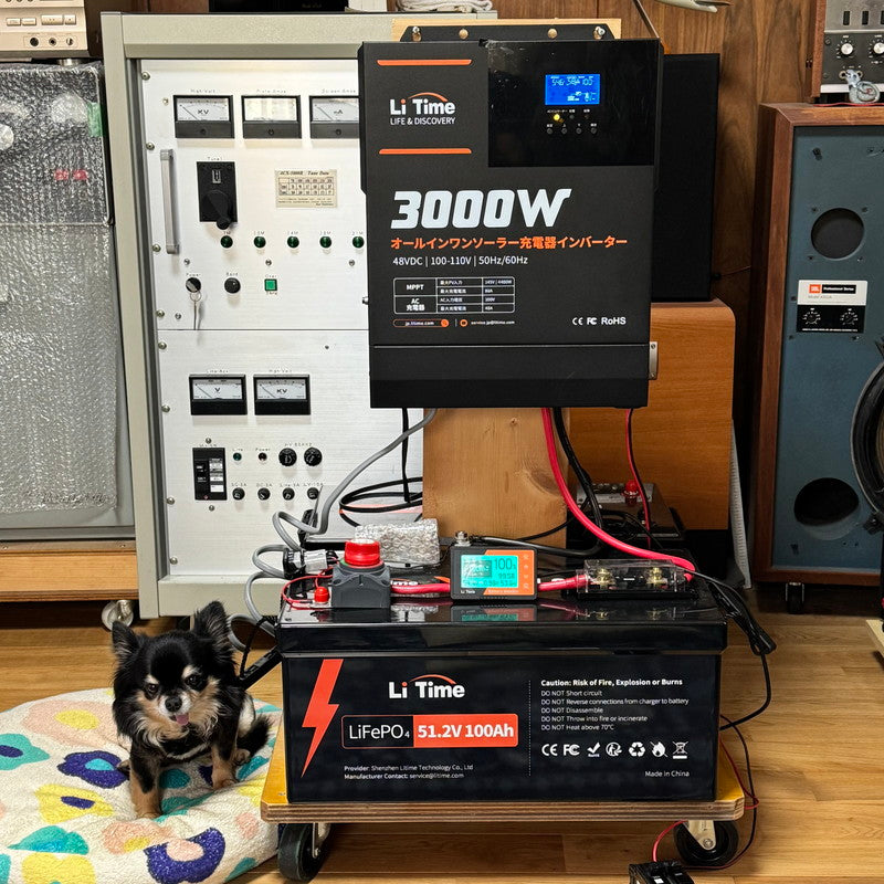 Li Time 48V100Ah LiFePO4バッテリー 充電器セット新品同様 LiTime 51.2V 100Ah蓄電池太陽光用リン酸鉄リチウムイオン