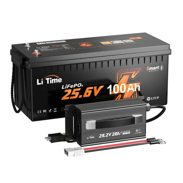 大容量バッテリーおすすめ、24Vバッテリー100Ah+LiFePO4対応充電器20A
