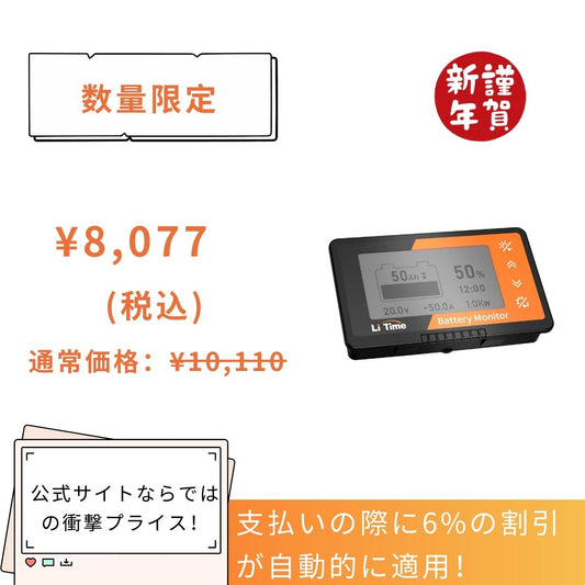 LiTime バッテリー モニター​は8,077円 1200