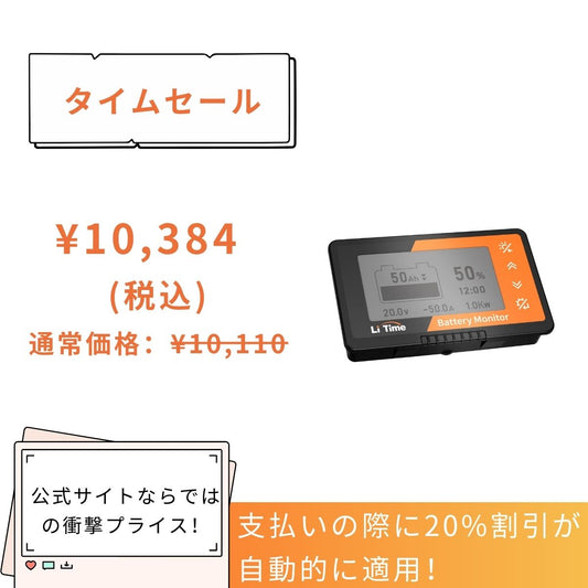 LiTime バッテリーモニター 500Aシャント付き 1200