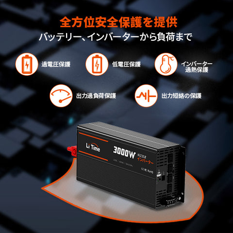 【59,849円限定、割引自動適用】12V3000W インバーター