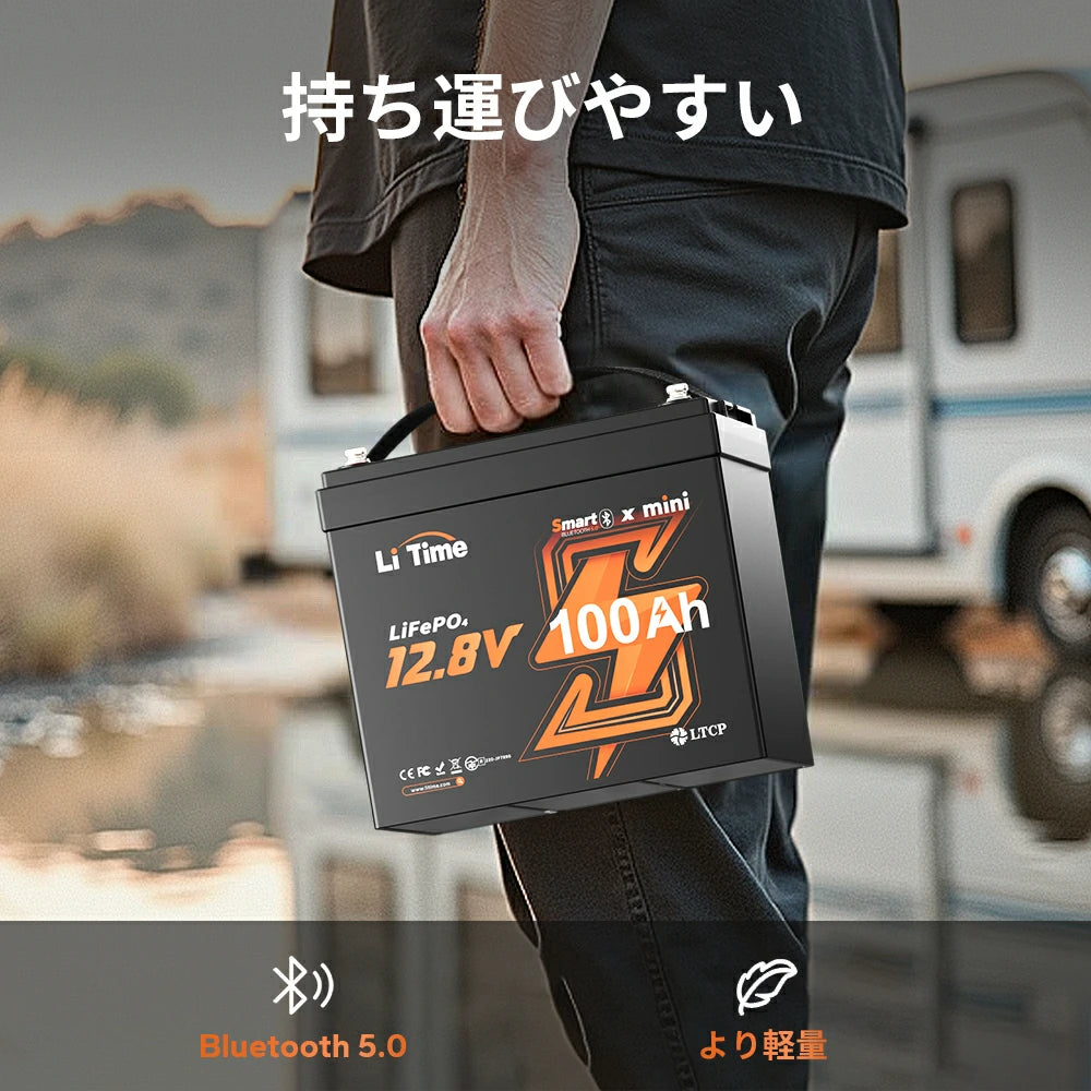 持ち運びやすい12v スマートバッテリー100Ah