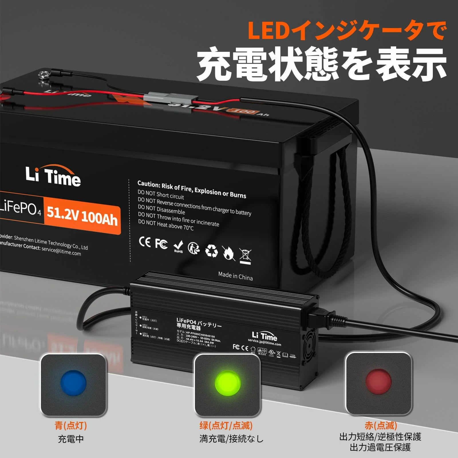 インジケーター付き48Vバッテリー充電器