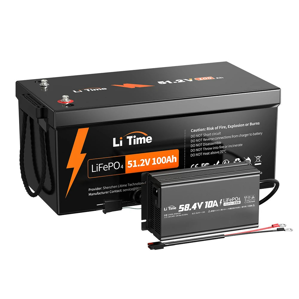 Li Time 48V100Ah LiFePO4バッテリー 充電器セット新品同様 LiTime 51.2V 100Ah蓄電池太陽光用リン酸鉄リチウムイオン