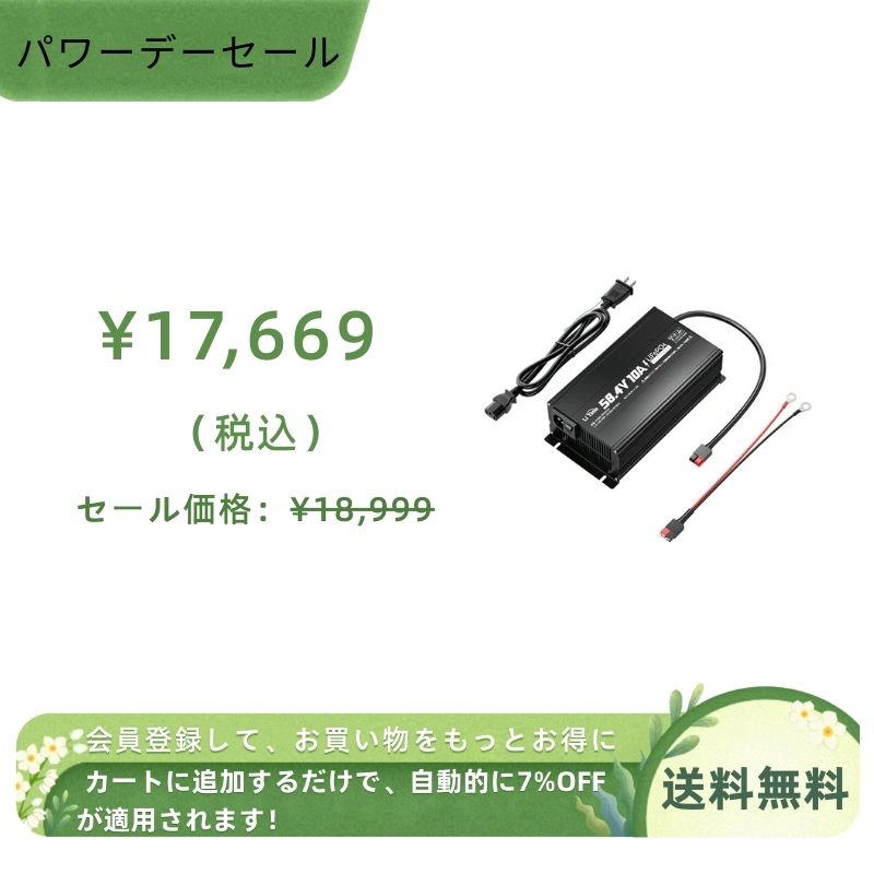 LiTime 48V 10Aリン酸鉄リチウムイオンバッテリー充電器