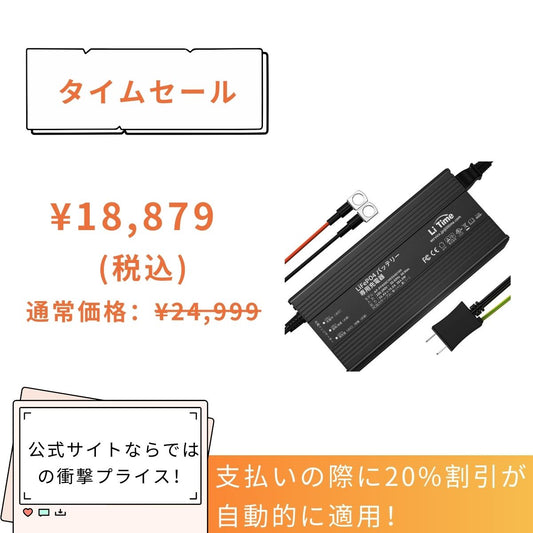 LiTime 58.4V 10Aリン酸鉄リチウムイオンバッテリー充電器 1200