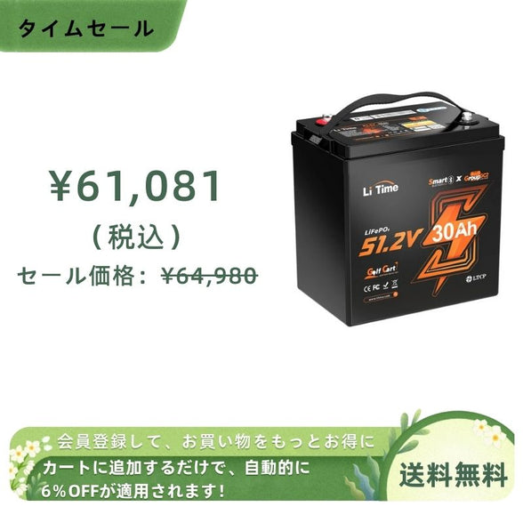 LiTime 48V30Ahリン酸鉄リチウムイオンバッテリー