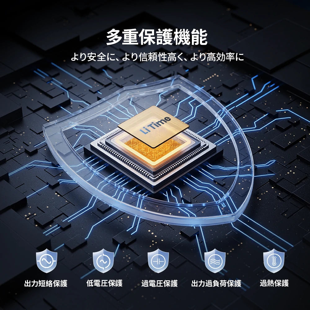 過電圧・過熱などを防ぐ多重保護付きLiTime 12V 2000W正弦波インバーター