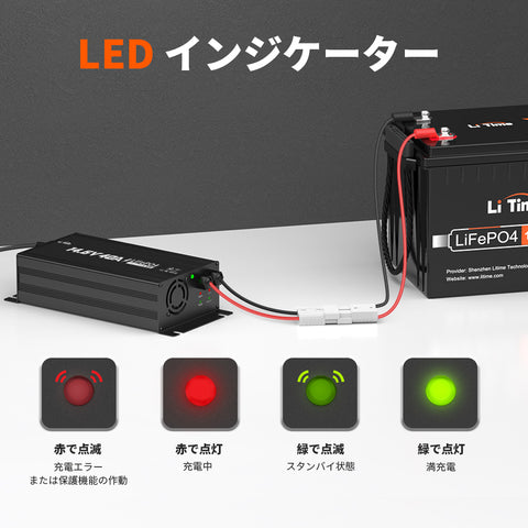 LiTime 14.6V 40A リン酸鉄リチウムバッテリー専用・速い充電器 12Vバッテリー適用 - LiTime-JP