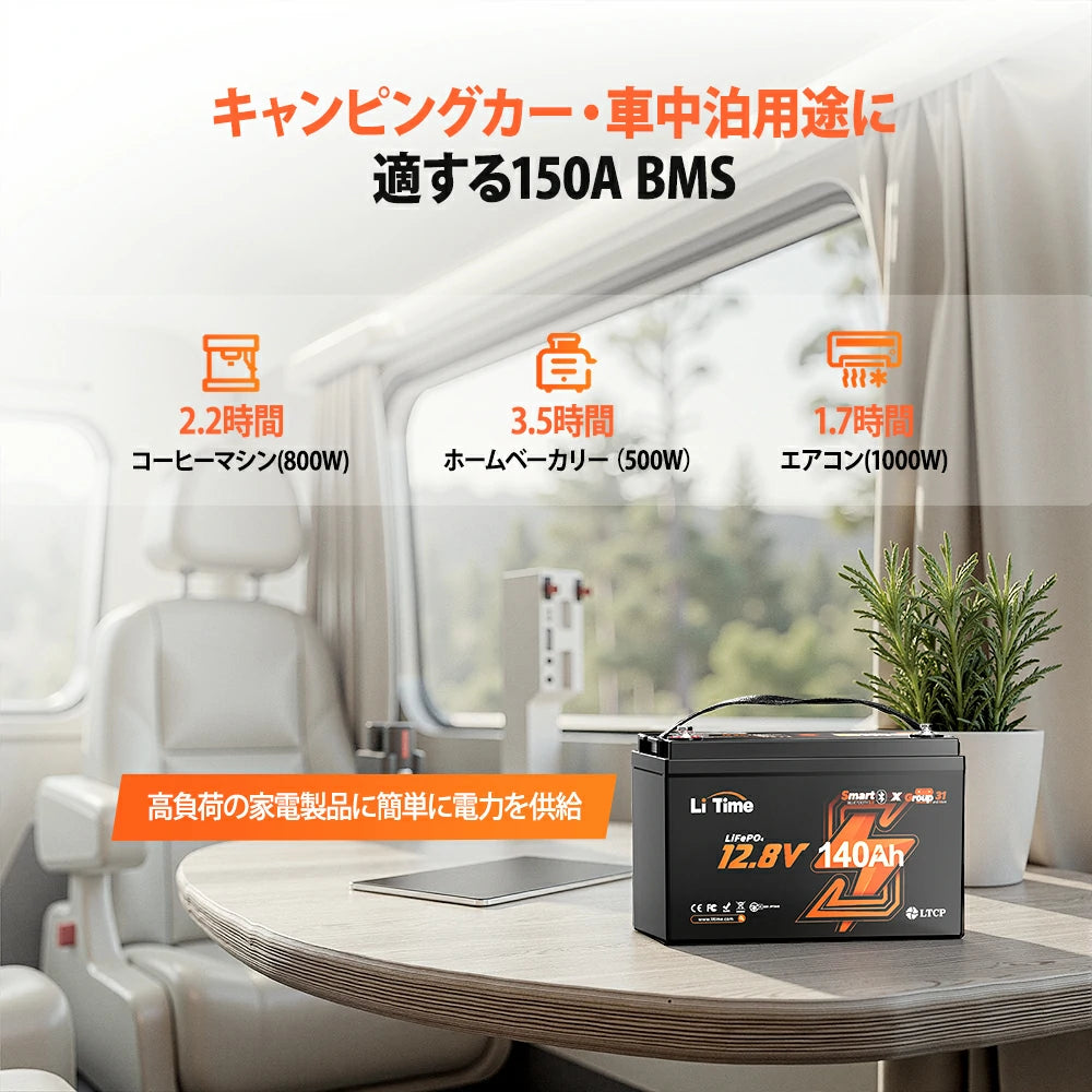 150A BMS搭載のキャンピングカーに適する12Vバッテリー140Ah