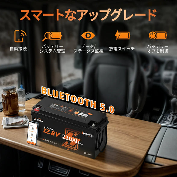 自動接続できる防災バッテリー230ah
