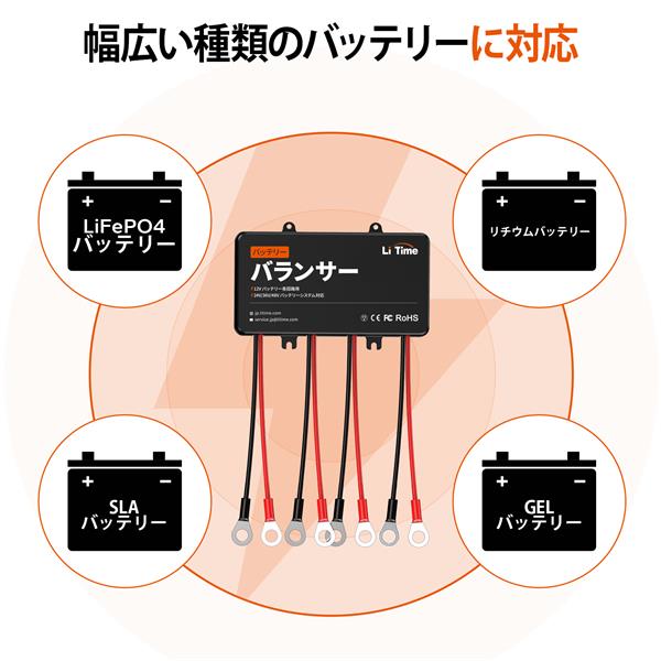 LiTime 24V/36V/48V バッテリーバンク用電圧バランサー　複数のバッテリータイプに対応