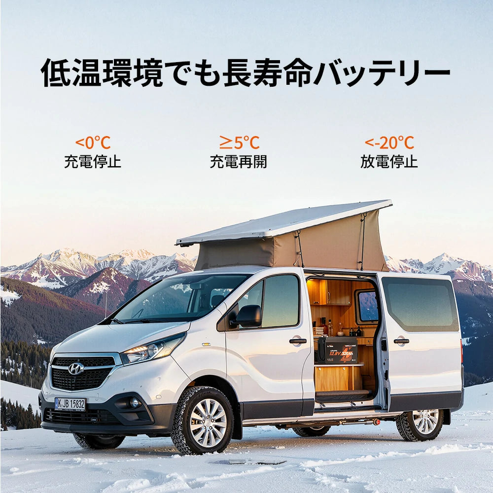 LiTime 12V320Ah Mini Bluetooth付きリン酸鉄リチウムイオンバッテリー