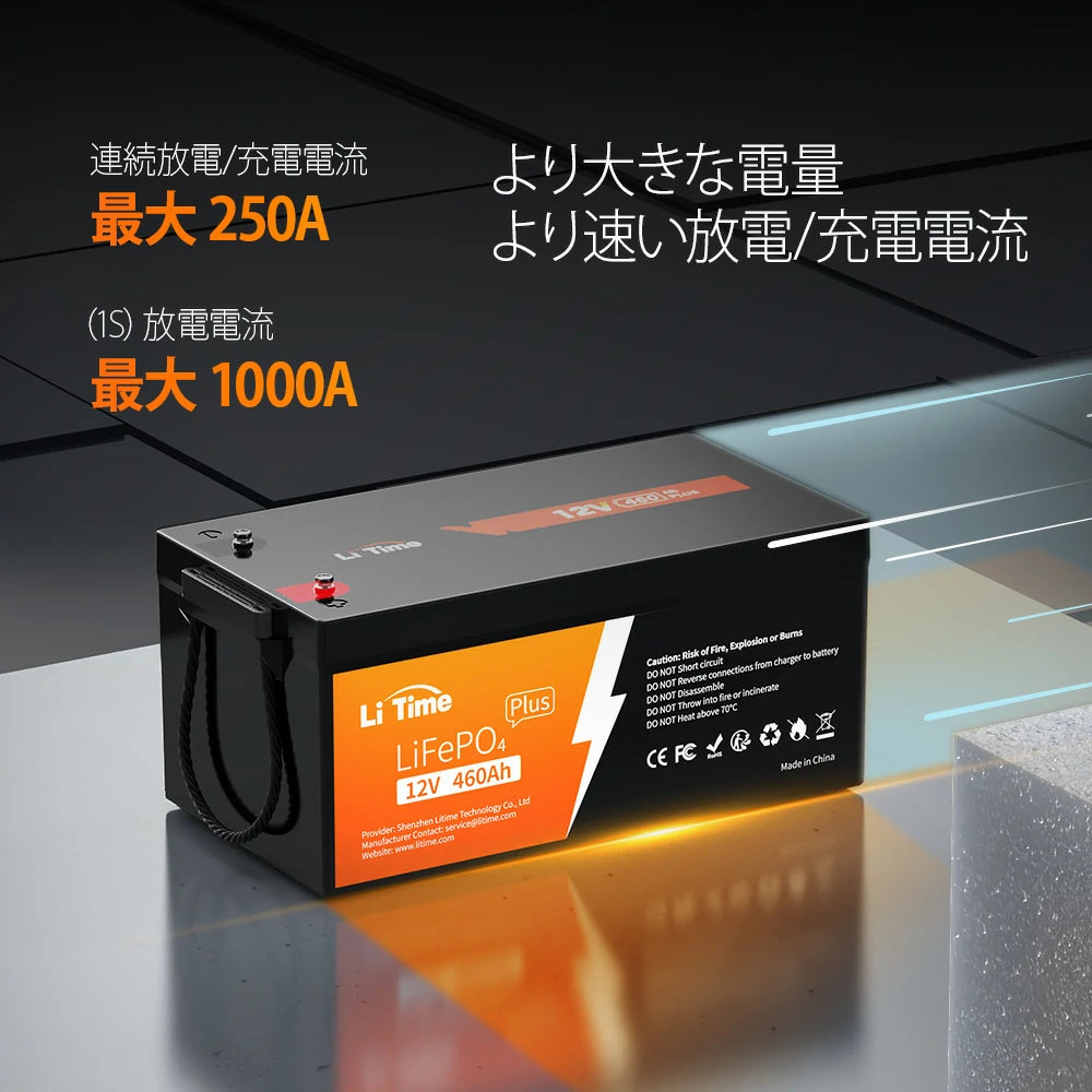 LiTime 12V460Ah リン酸鉄リチウムイオンバッテリー｜5888Whの大容量