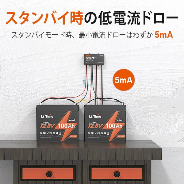 LiTime 24V/36V/48V バッテリーバンク用電圧バランサー　スタンバイ時の低電流ドロー5mA