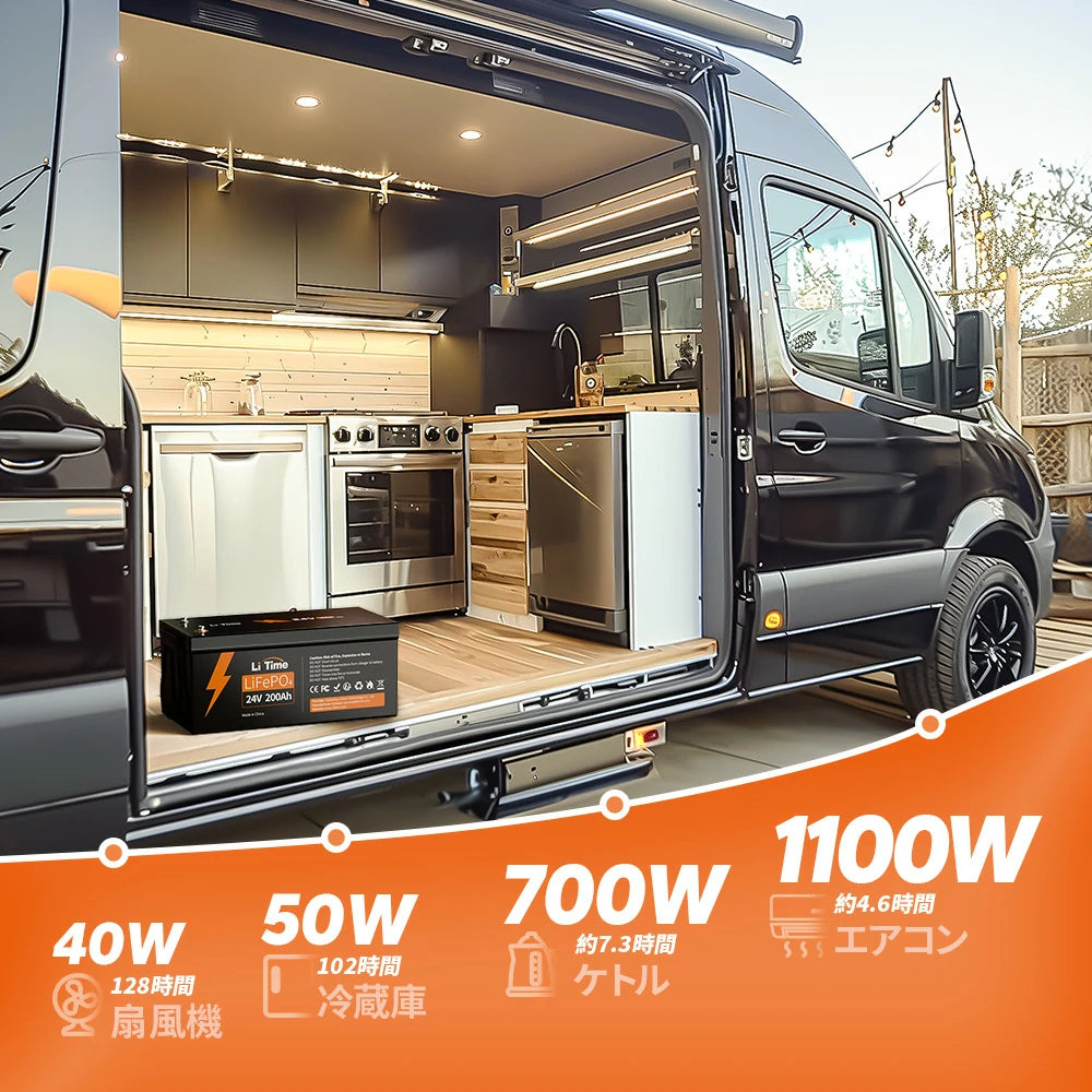 容量拡張可能な24V200Ahバッテリー